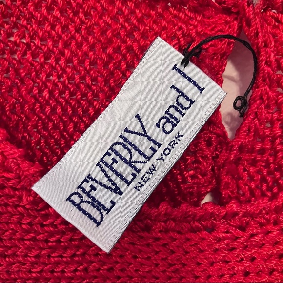 VTG 80s Style Red Women’s Sz. S  Puff Sleeve Sweater Fur Appliqué Stars Sequins - Picture 4 of 7